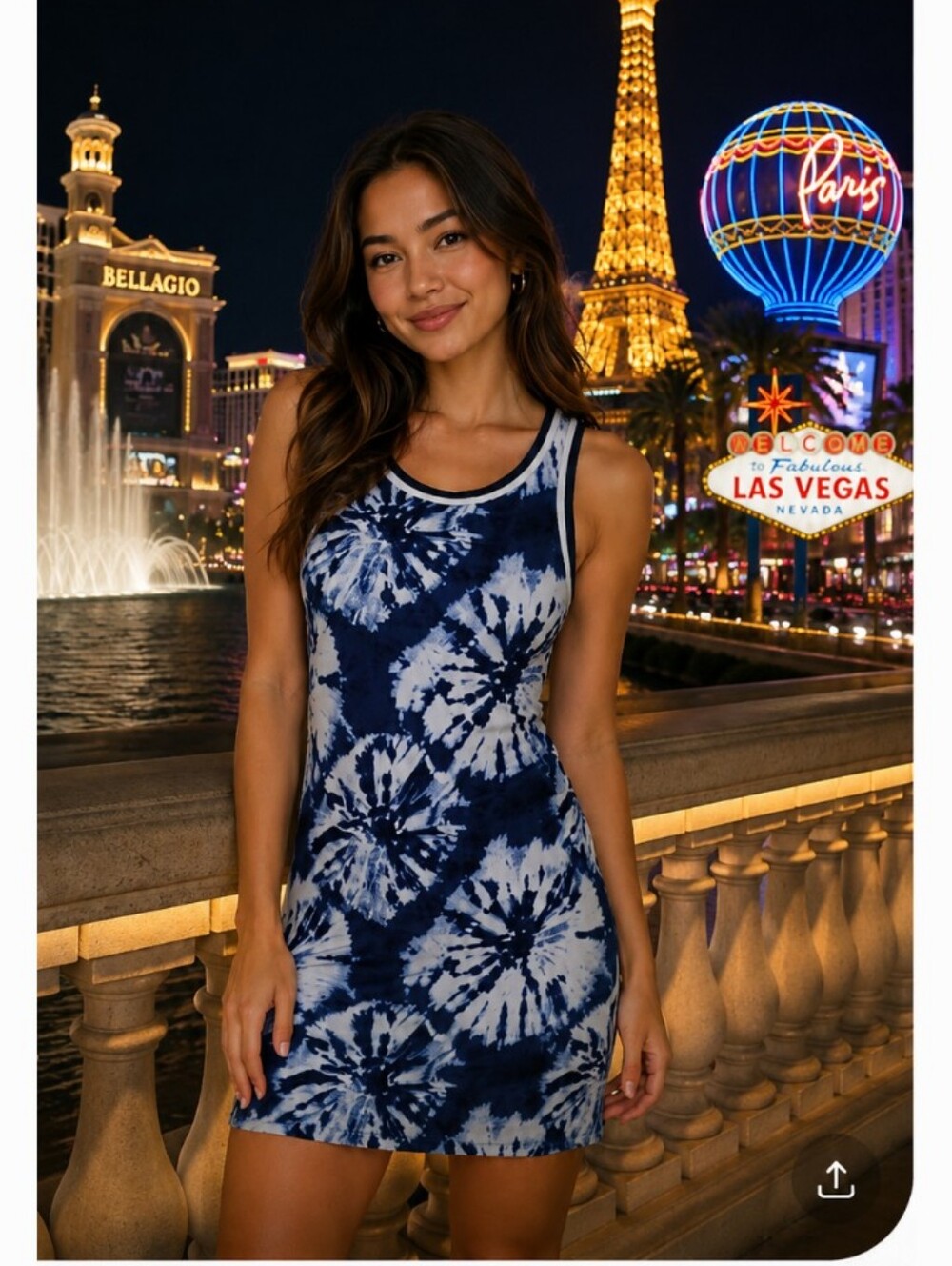 No Boundaries Tie-Dye Navy & White Tank Dress